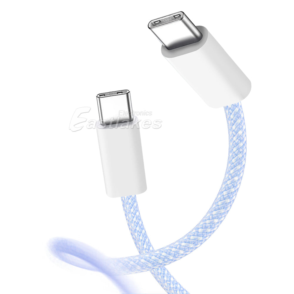 60W USB-C to USB C Braided Pastel Fast Charge Data Cable - Eastlakes Electronics